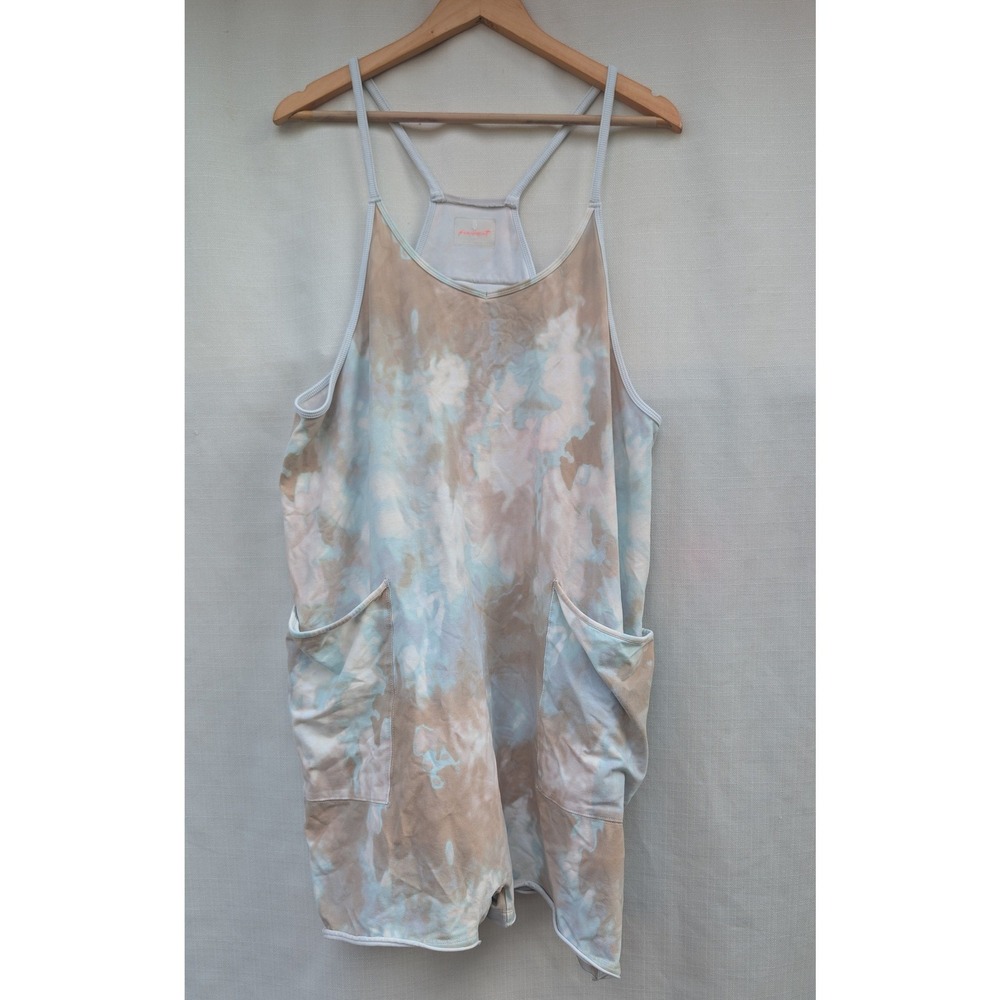 FP Movement Slouchy Hot Shot Romper Womens L Pastel Tie Dye Pockets Athleisure